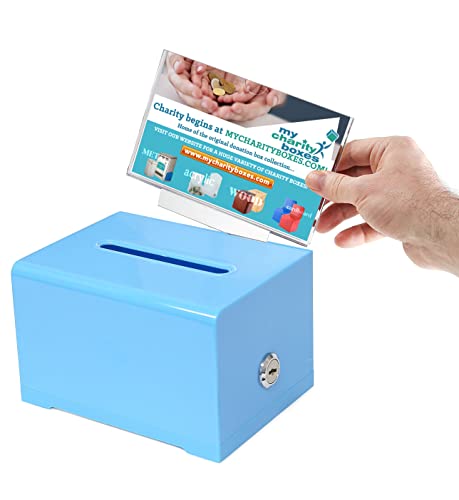 Mcb Quality Acrylic Like Donation And Suggestion Ballot Box With Lock - Secure And Safe Drawing Ticket Box - Great For Business Cards And Events (Blue) #TOP1