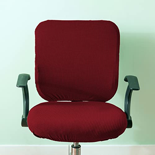 Fenteer Stretch Office Covers Seat Cover Slipcover Desk Seat Cushion Protectors for Computer Wine Red, regular - Image 4