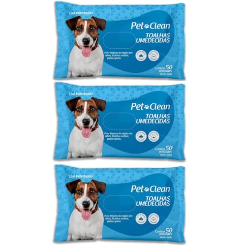 Kit 3 Toalhas Lenços Umedecidos Para Pet Cães e Gatos 50 unidades