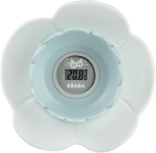 BEABA, Thermomètre de bain Lotus, Digital, Multifonctions, Prise température de la pièce et du bain, Forme ludique Fle