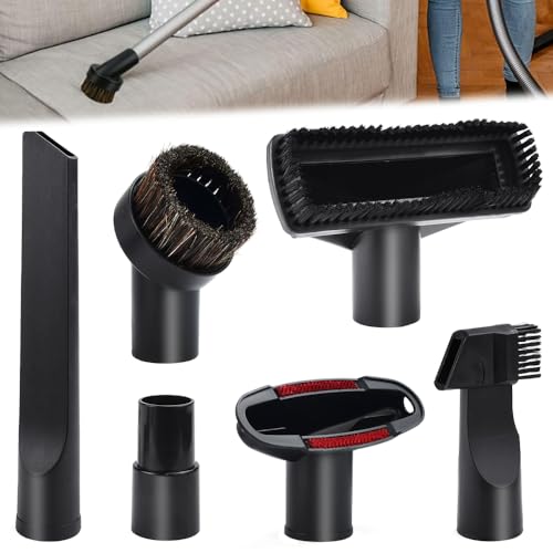 FuxFuis 6 Pz Set di Accessori Aspirapolvere Universale, Spazzola per Aspirapolvere in Plastica, Kit di Ugelli 32-35 mm per Pulizia per Aspirapolvere, Kit Pulizia Completo per Tappeti, Divani e Auto
