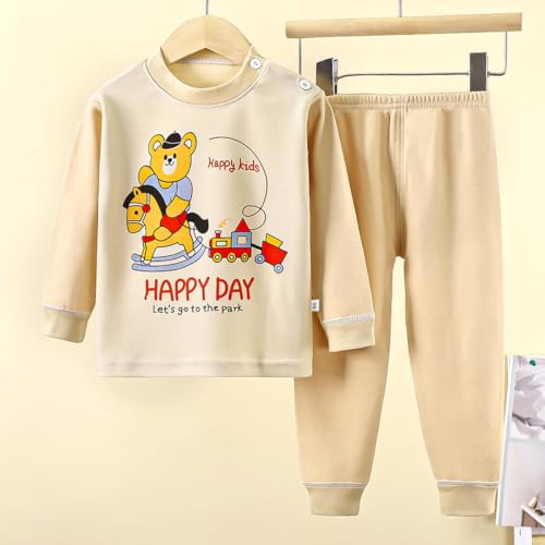 Bold N Elegant Cool Printed Bear Giraffe Car Cartoon Printed Full Length Tshirt Pant Clothing Set for Infant Toddler Kids