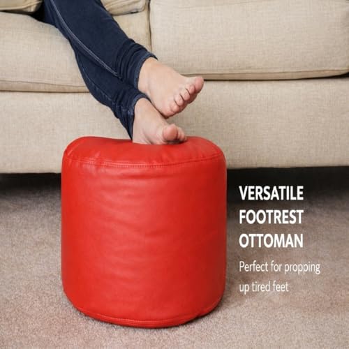 Image of 4XL Tear Drop Bean Bag with Footrest & Cushion | Premium Leatherette Bean Bag Cover | XXXXL Lounger Chair for Living Room | Without Beans | Upto 150 Kg (Red, XXXXL)