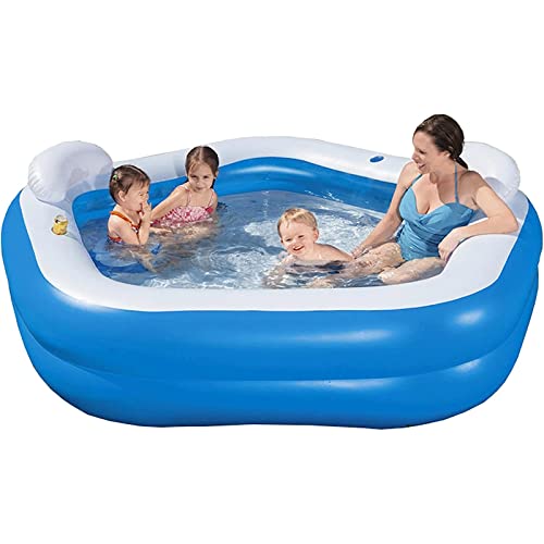 Paddling Pool Pentagram Shape Inflatable Pool, Blow Up Pool with 2 Seats ＆ Headrest, Oversized Thickened Family Swimming Pool Above Ground Inflatable Swimming Pool