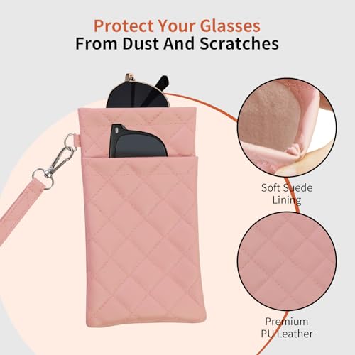 Image of Double Eyeglass Case Soft Dual Glasses Case for Women Men Travel Squeeze Top Sunglasses Cases Eyeglasses Pouch