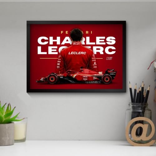 Image of Charles Leclerc Framed Ferrari F1 Car A4 Sized (31 x 23 cm) | Charles Leclerc Poster | Ferrari Car Frame Posters for Wall, Gift for Boys, Formula 1 Frames | Formula 1 Framed |Ferrari F1 Poster | (F 248)