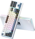 SmackApe Impact80 Tri-Mode Wireless Mechanical Keyboard,USB-C Wired, Hot-Swappable 87 Keys Gasket Mount, RGB Light Bar, 8000mAh Battery, QMK/VIA Compatible RS8 Keyboard for Windows/Mac (Standard Mist)