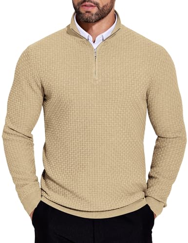 Col montant zippé contre le froid : le pull de travail texturé homme qui ne pique pas