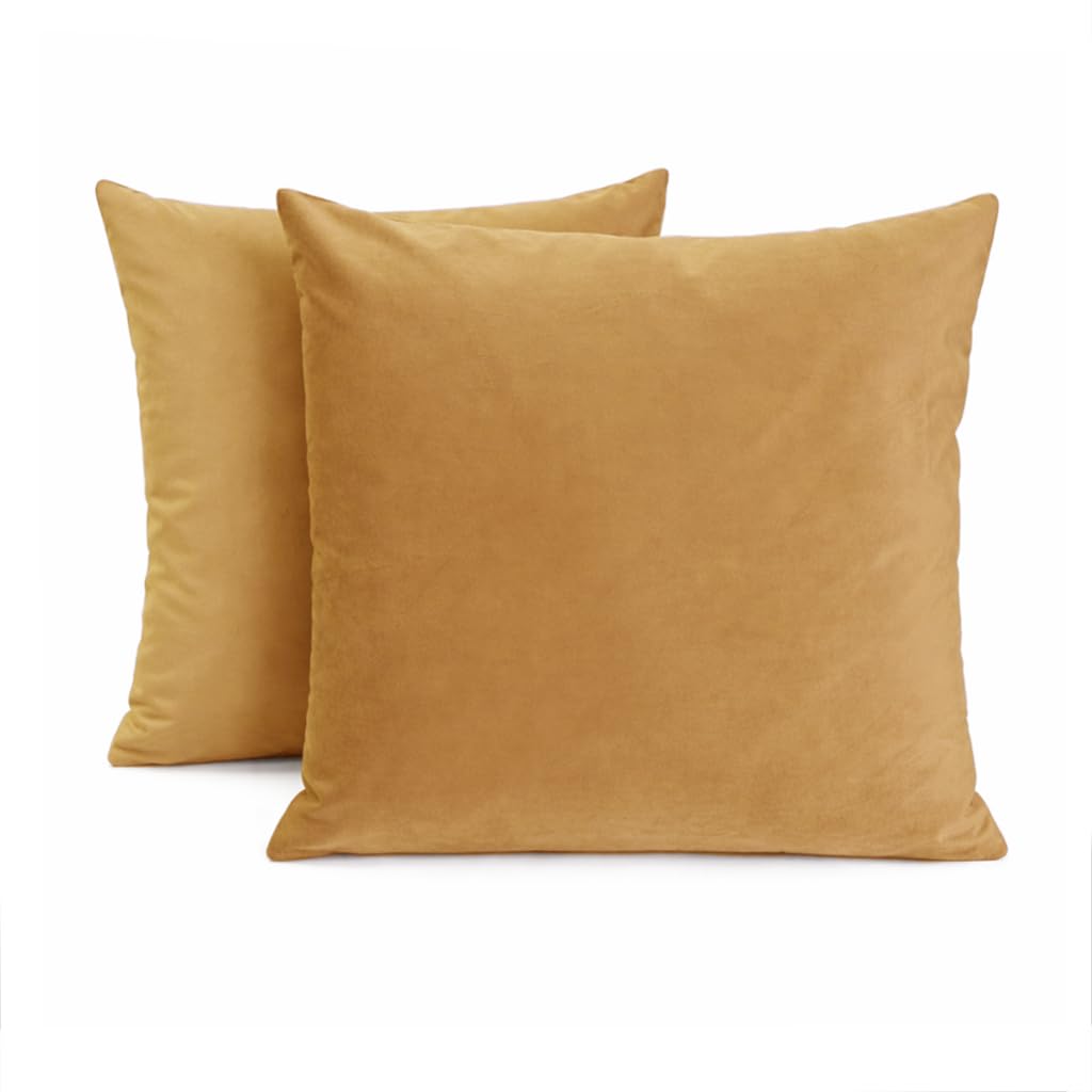 Giovanni Dolcinotti MADE IN ITALY Set of 2 Sofa Cushion Covers - 50 x 50 cm - Velvet - Gold - Decorative Cushion Covers for Sofa Living Room Bedroom - Zip - Monroe Model - 2