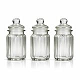 Kit 3 Potes de Vidro Hermético 230ml Canelado para Temperos Premium