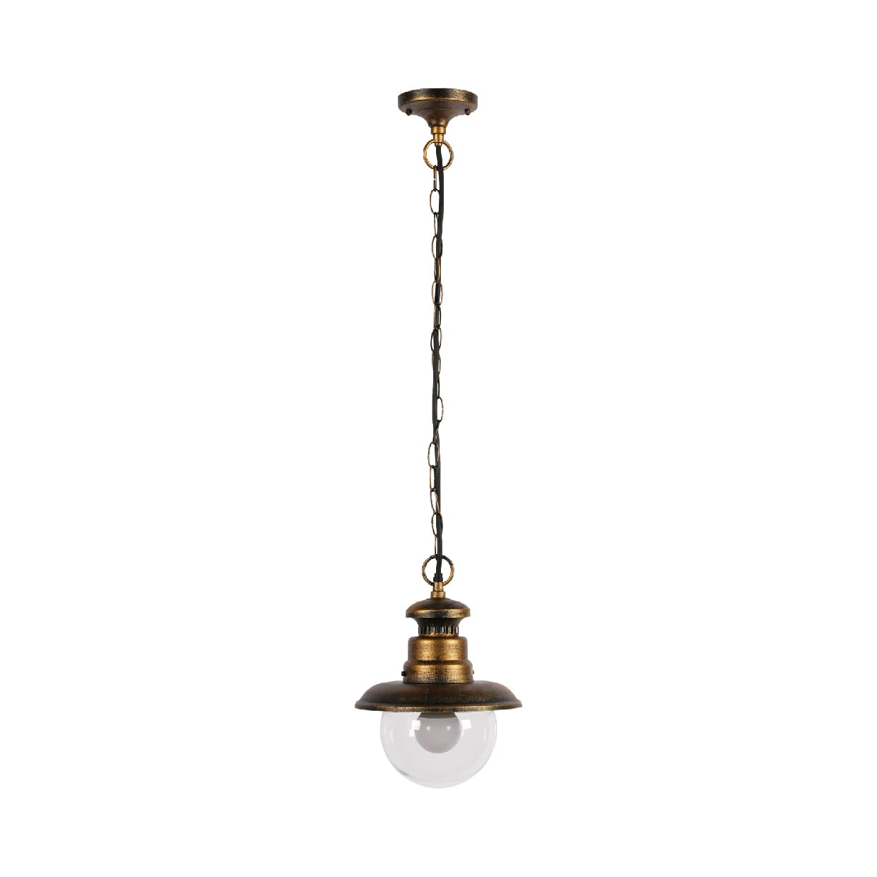 TEKLED MyHome Artu Outdoor Pendant Lamp | E27 Compatible Black with Golden Ceiling Light | Weatherproof Assurance IP44 | for | for Entryways Balconies Lofts Patios Porches | (Bulb not Included)