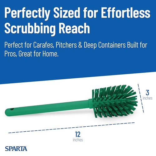 Image of SPARTA 12 Inch Bottle Brush with Polyester Bristles and Plastic Handle, Color Coded, Large Round Head Cleaner for Bottles Jars and Food Service Equipment, Green