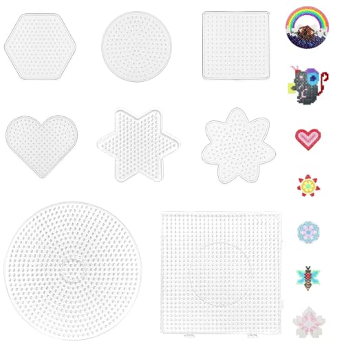 8 Piezas Placas De Cuentas Platillas De Perlas De Planchar 5mm Beads Plantilla Juego De Placas Para Planchar Para Niños Adultos Artesanía Diy Manualidades.