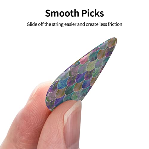 Lot de 12 médiators colorés en forme d’écailles de sirène pour guitare électrique, basse, acoustique, cadeau pour les amateurs de guitare avec boîte - Les Beatles, Paul McCartney, John Lennon, RIngo Starr, George Harrison Lot de 12 médiators colorés en forme d'écailles de sirène pour guitare électrique, basse, acoustique, cadeau pour les amateurs de guitare avec boîte – Image 5