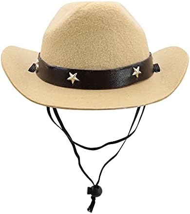 YITAQI Cat Cowboy Hat,Decoration Funny Adorable Cowboy Hat Photo Prop Cat Hat Christmas Halloween Decoration Birthday Party Dog Hat Costume Pet(Khaki)