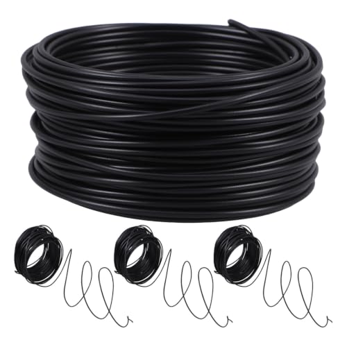 Zerodeko 4 piezas cinta de alambre resistente - 59 pies de alambre galvanizado recubierto de plástico negro - Organizador de cables metálicos para cables de energía y tutores de tomates en jardín