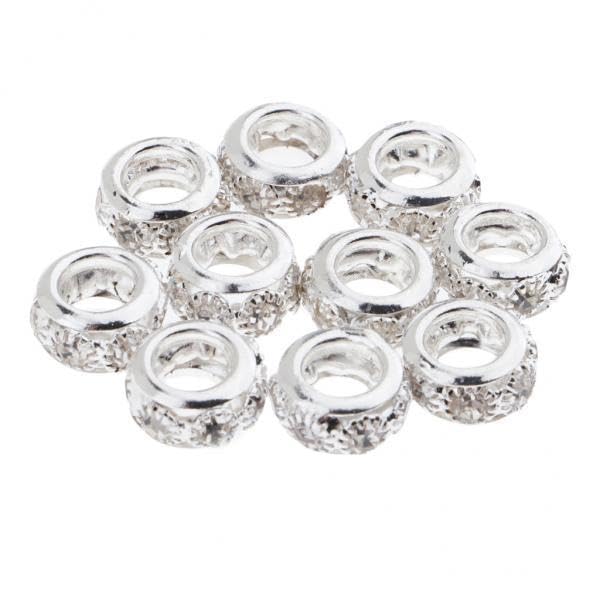 SNAPPSY 7x10pcs Crystal Spacer Bead Fashion Loose Beads for Jewelry Making Silver 10mm-picture-5