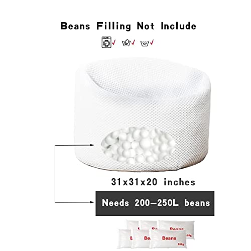 Abunheri Storage Bean Bag Chair Cover (No Filler) Zipper Bean Bag Chair Cover Living Room Furniture 31X20 Inch Soft Washable Plush Fiber Adult Beanbag Chair Fur Cover Without Filling (White) #TOP7