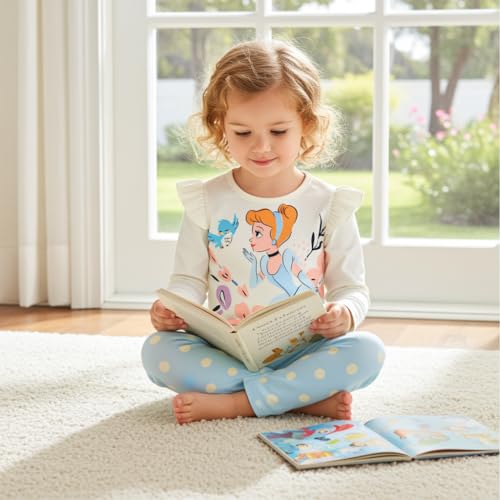 Image of Disney Girls Outfits Long Sleeve Lightweight Shirt +Leggings Clothing Sets | Officially Licensed丨Toddler Girl Fall Clothes丨Cute Character Print丨Soft Stretch Fabric丨Ruffle Detail丨Lightweight Wear