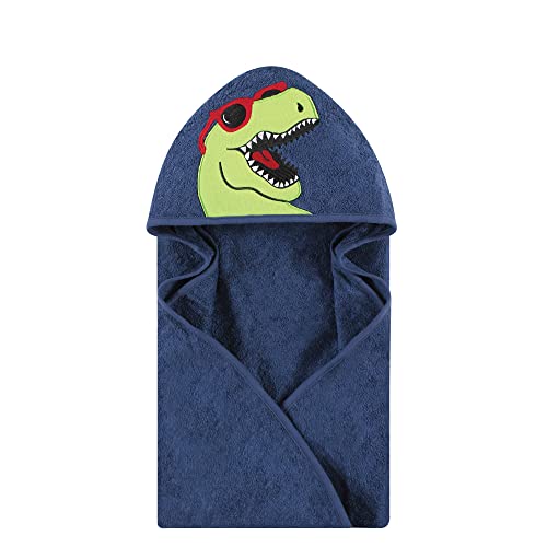 Image of Hudson Baby Unisex Baby Cotton Animal Face Hooded Towel, Cool Dino, One Size
