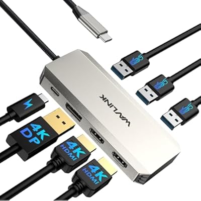 Laptop Docking Station, WAVLINK Triple 4K Docking Station with Dual HDMI, DP, 100W PD in, 3 USB-A2.0 for Wireless Device, Compatible with DellHPLenovo etc, Windows Systerm Computer Only