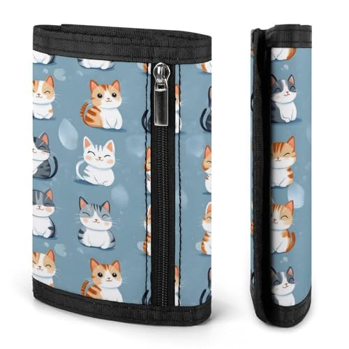 Cute Colorful Cats Print Wallet for Men, 8 Credit Card Holder Slim Minimalist Front Pocket Small Mens Bifold Wallets2