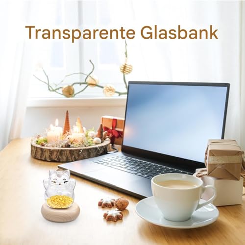 Hucha de gato transparente tarro para monedas pequeño contenedor decorativo de deseos 4