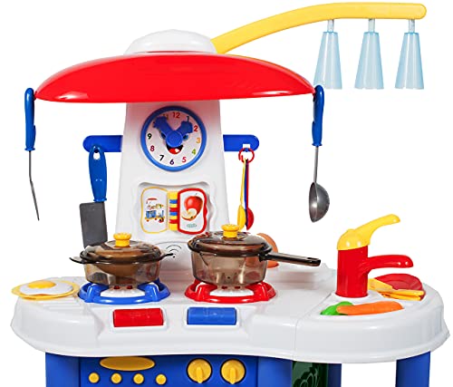 MalPlay Blaue Kinderküche | Spielküche mit Herdplatte und Uhr | mit Zuberhör und Produkte | Rollenspiel Geschenk für… – Bild 5
