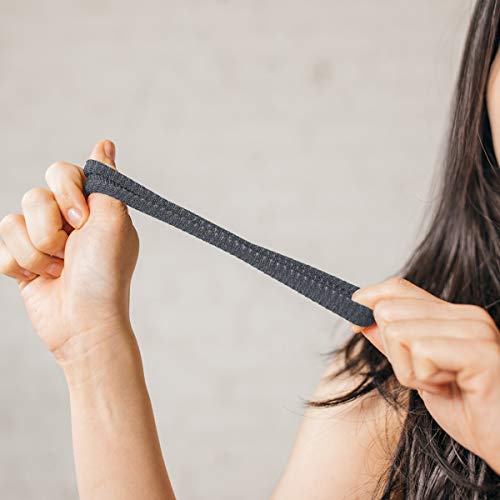 Burlybands Large Hair Ties for Thick, Heavy or Curly Hair - Non-Slip, Non-Damage, Seamless Women's Ponytail Scrunchies - Dk Gray, 8 Pcs