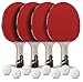 PRO-SPIN Ping Pong Paddles Set of 4 – ITTF Approved Carbon Table Tennis Rackets and Balls – Professional Quality Set with 8 Tournament-Grade Ping-Pong Balls (Red, 4-Player Set)