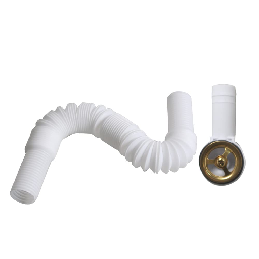 Talea Tubo di troppopieno della testa del lavandino Interfaccia rotonda (dorata), tubo estensibile, interfaccia circolare (41 x 41 mm)