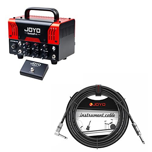 JOYO Jackman II Tube Amp Head Bundle with CM-12 Mono Audio Instrument Cable Straight-to-Right Angle
