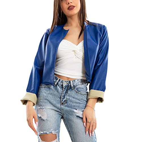 Toocool Giacca donna corta ecopelle bolero senza chiusura giacchetto sexy