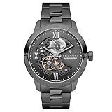 Seizmont Orologio da uomo – Orologio da polso automatico – Gunmetal grigio scheletro – acciaio inossidabile 316L e vetro zaffiro, grigio., Bracciale