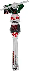 Varinha Mágica Rotativa Halloween Luminosa Com Som 35Cm Caveira Branca