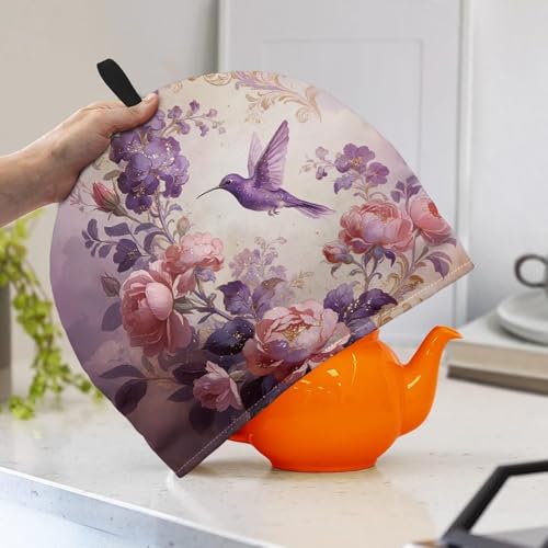 Image of Hummingbird Print Tea Cozy for Teapot Insulated Large Teapot Warm Tea Kettle Cover Machine Washable Coffee Pot Cloth Covers Kitchen Home Decorations for Party