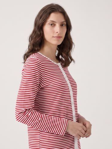 Image of Latuza Women's Petite Cotton Pajama Set Striped Button Down Pjs