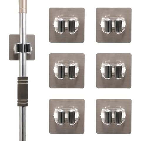 LANMOK Colgador de Escobas 6 piezas Soporte para Escobas y Fregonas Cover