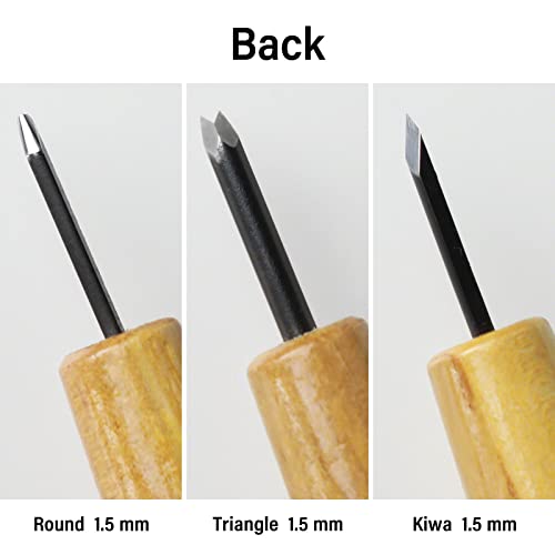 Wazakura 3PCS Bonsai Chisel Kit with Round Gouge, Single Bevel Skewed and V-Parting Tool, Hand Carving Tool Set for Jin Shari Making, Woodworking Knife Pack - Mini Size - Image 5