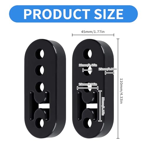 2 Pcs Exhaust Rubber Mount,Car Universal Hanger Pipe Bracket Hange Mounting Mounts Muffler Parts Vehicle Support Rear Rod New 4 Holes Heavy Silencer Exhaust Hangers,for Motorcycle Hangers (Black)