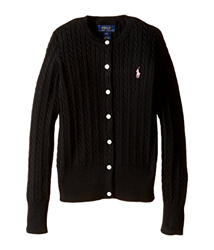 Polo Ralph Lauren Kids Girl's Mini Cable Sweater (Little Kids/Big Kids) Polo Black MD (8-10 Big Kids)