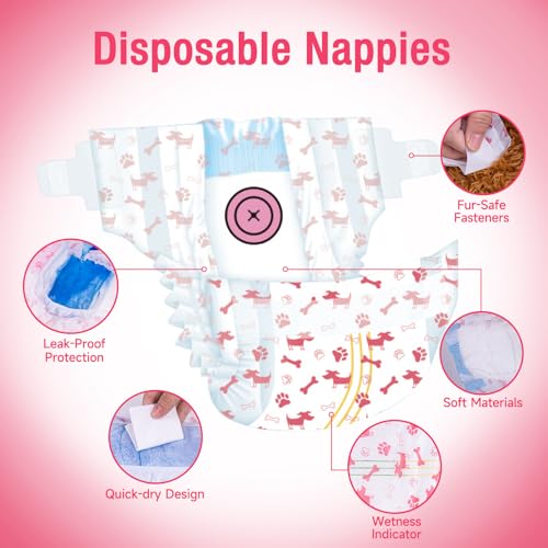Pet Soft Dog Nappies Female, 20 Count Disposable Dog Pants Female Medium - Image 2