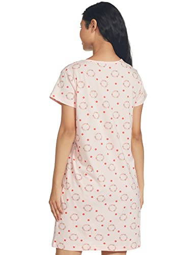 Image of Longies Women's Knee Length Knit Cotton Nighty Regular Nightgown (LGLKNWWV001 L.Pink009 XL)