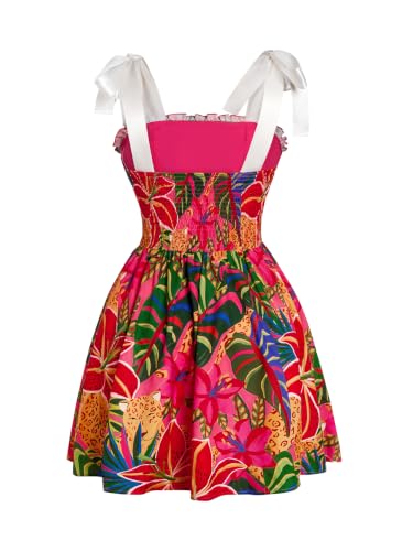 Image of Milumia Women's Floral Tie Shoulder Cami Dress Lace Up Side Vintage Flared Short Dresses