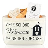 Hongma Brotkorb Geschenk zum Einzug mit Glückwunschkarte Herzschild Einzugsgeschenk Haus Brötchenkorb Brottasche Stoff Einweihungsgeschenk für Neue Wohnung Umzug Zuhause