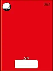 Tilibra - Caderno Brochura Capa Dura Universitário D+, 140422, 96 Folhas, Vermelho, Sem Pauta