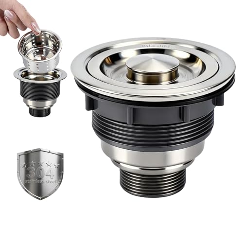 Ensamble para desagüe de fregadero en acero inoxidable con tapa 3.5 pulg
