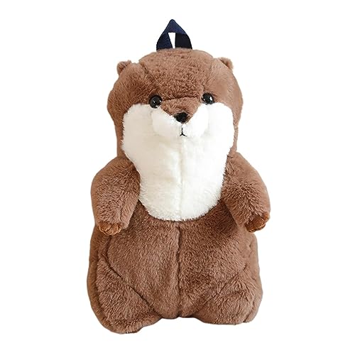 Sac à dos peluche marron pour fille et femme au design d'animal fantastique