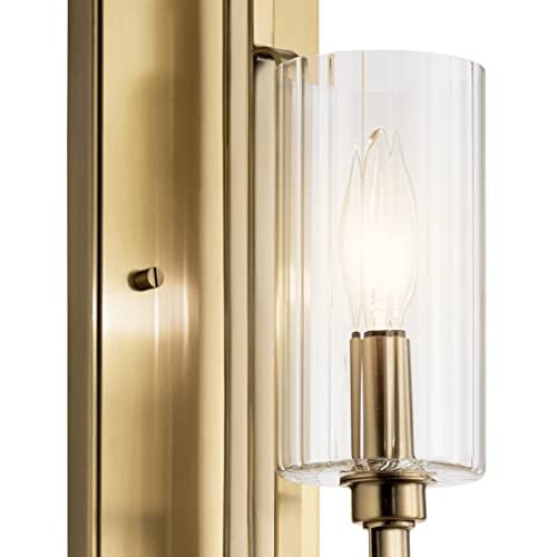 Image of Kichler Kimrose 1 Light Wall Sconce with Clear Fluted Glass in Brushed Natural Brass