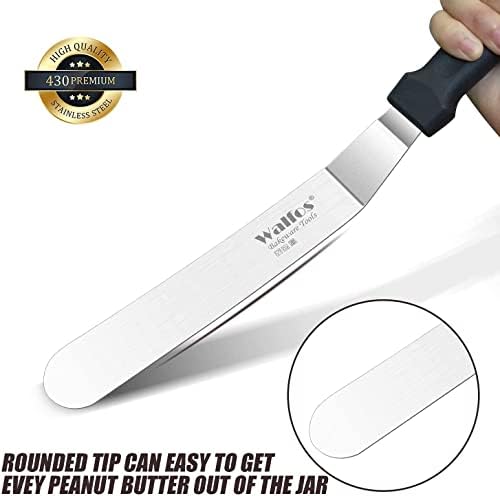 Angled Icing Spatula Cake Decorating, WALFOS Stainless Steel Blade Spatulas Baking and Pallet Knife for Cake Decorating - Multipurpose Use for Home, Bakery or Kitchen(15 cm)